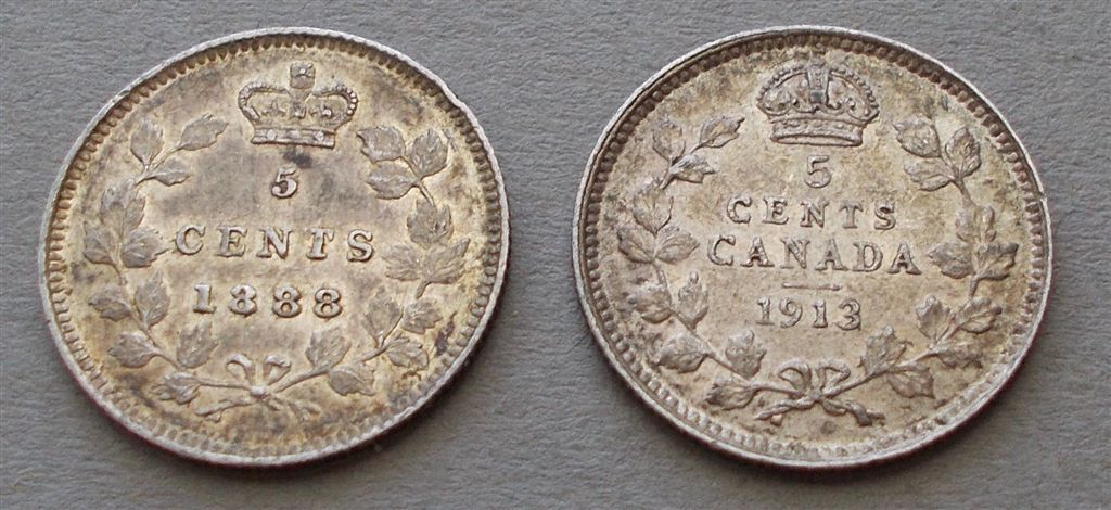 1888-&-1913-Five-Cents